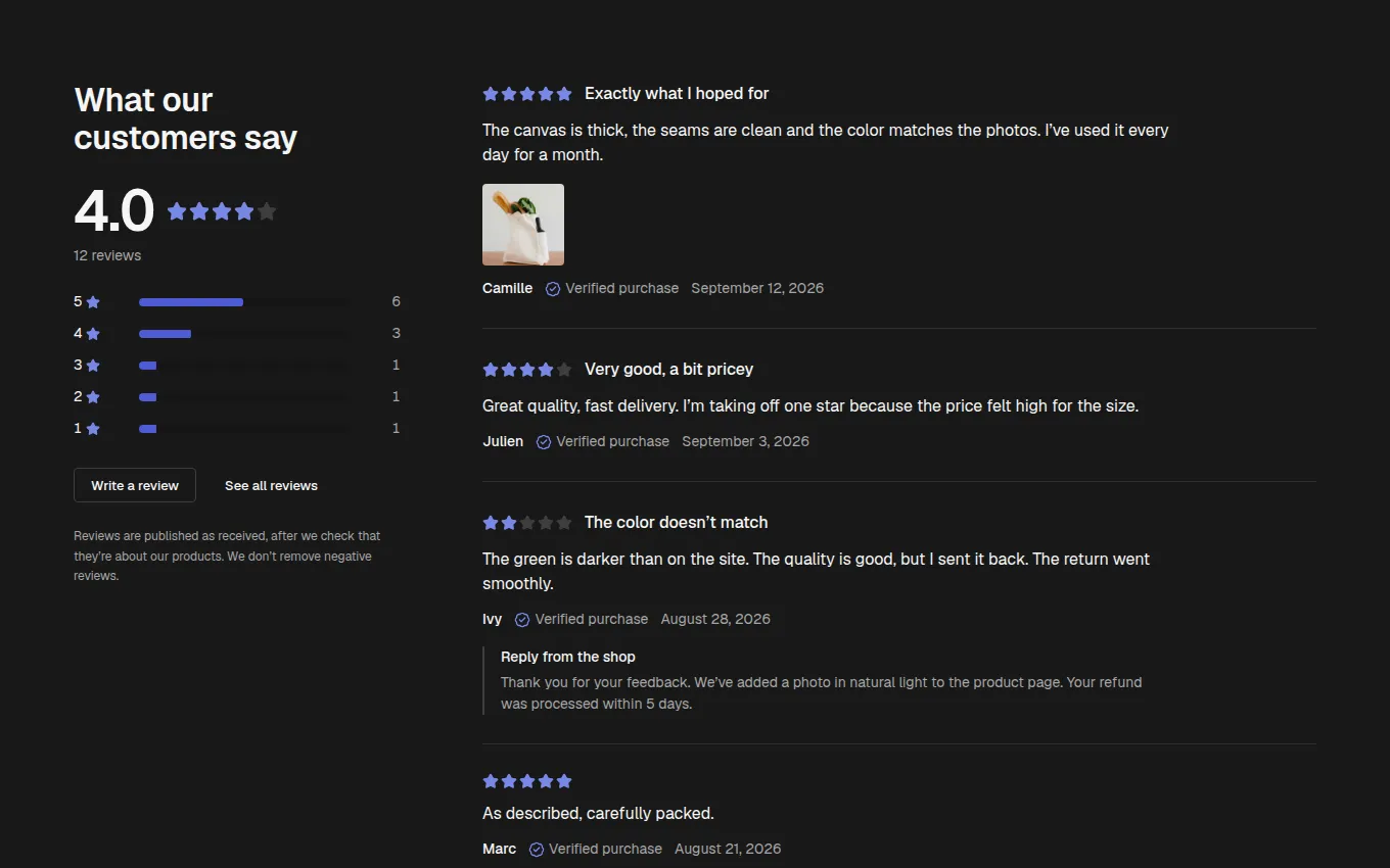 The ReviewsSummary block