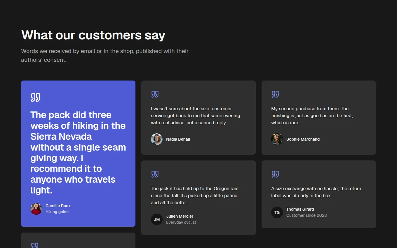 The Testimonials block