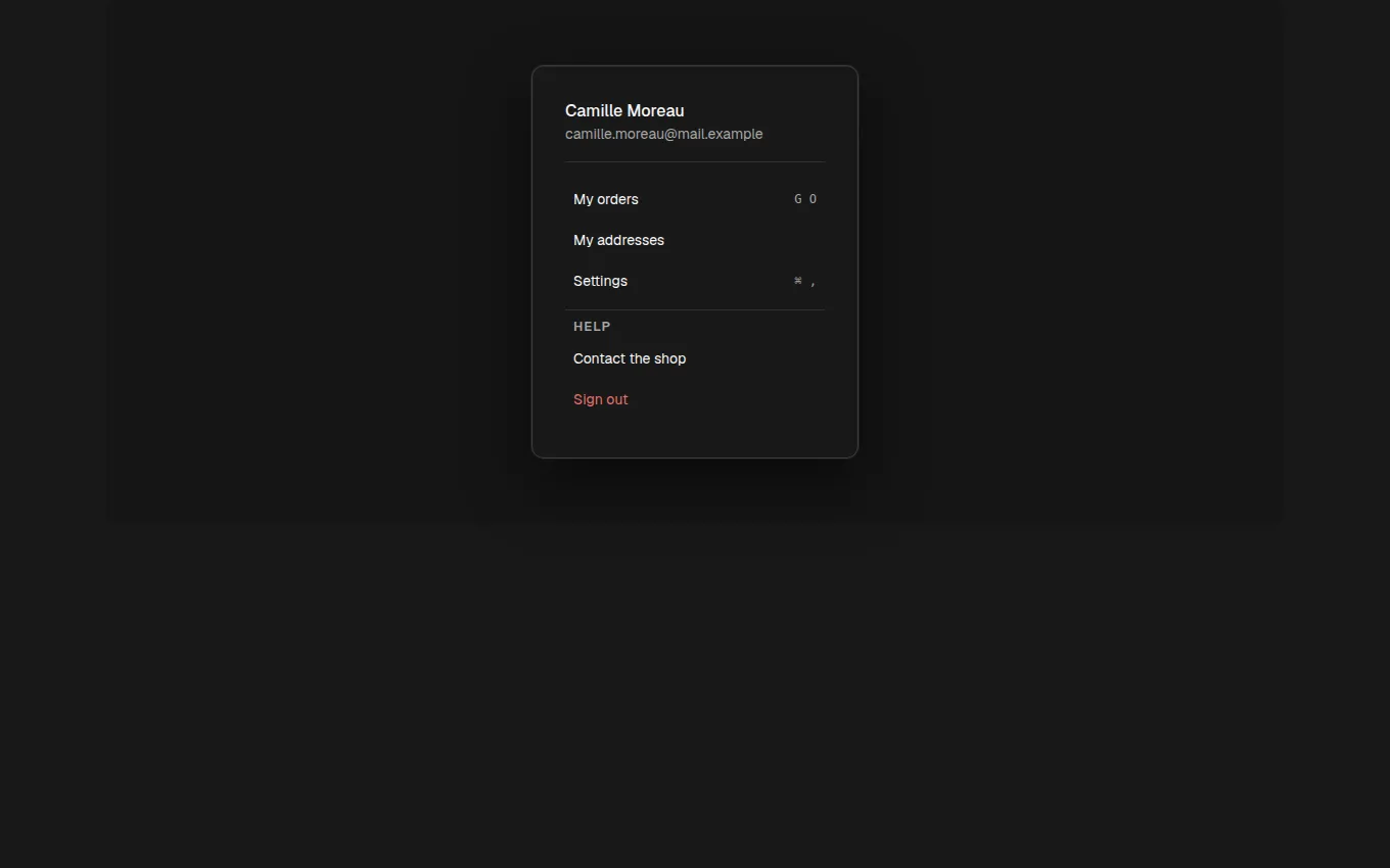 The UserMenu block