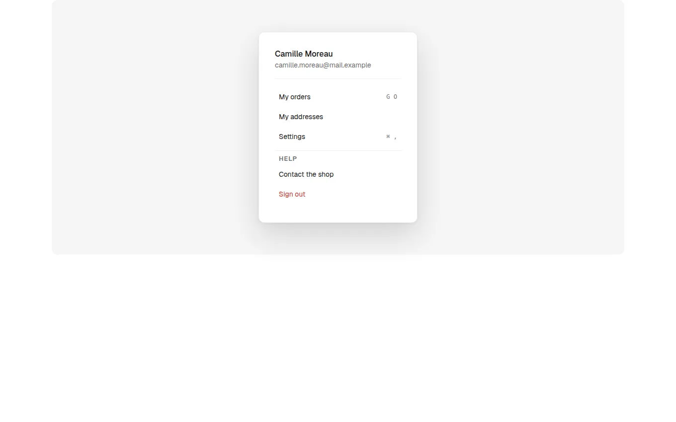 The UserMenu block
