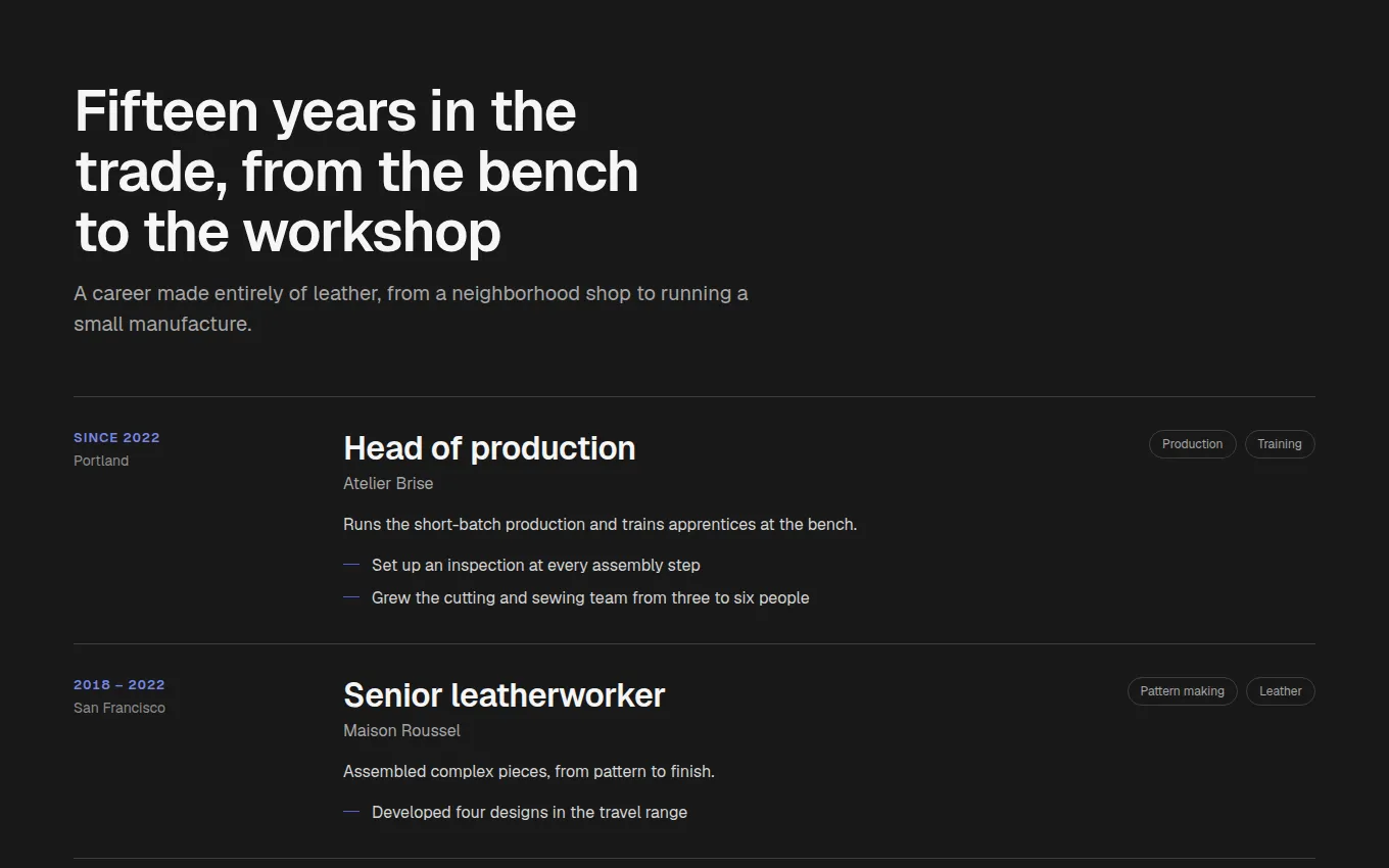 The WorkHistory block