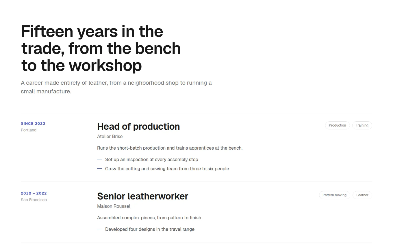 The WorkHistory block