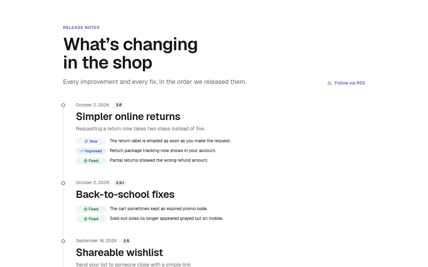 The Changelog block