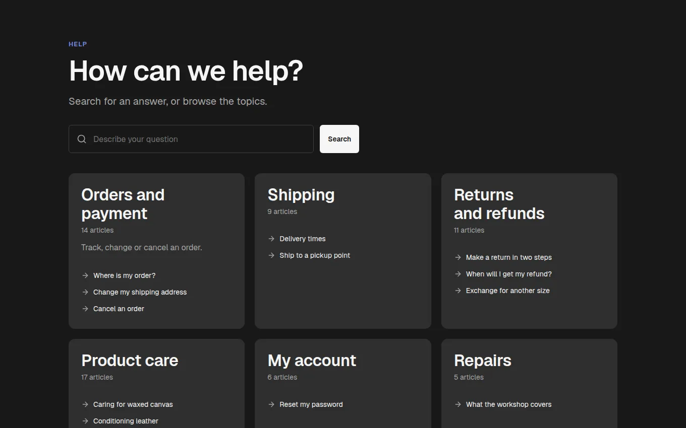 The HelpSections block