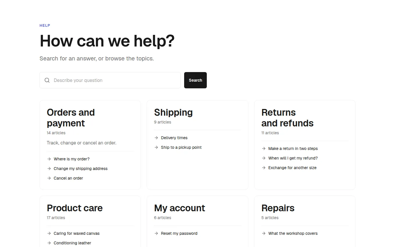 The HelpSections block