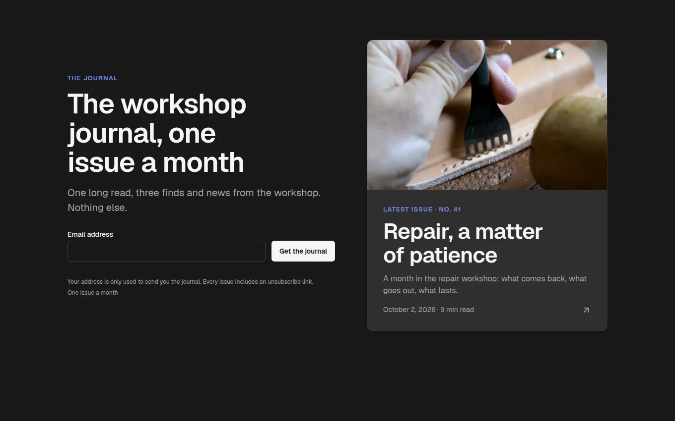 The LatestIssueSignup block