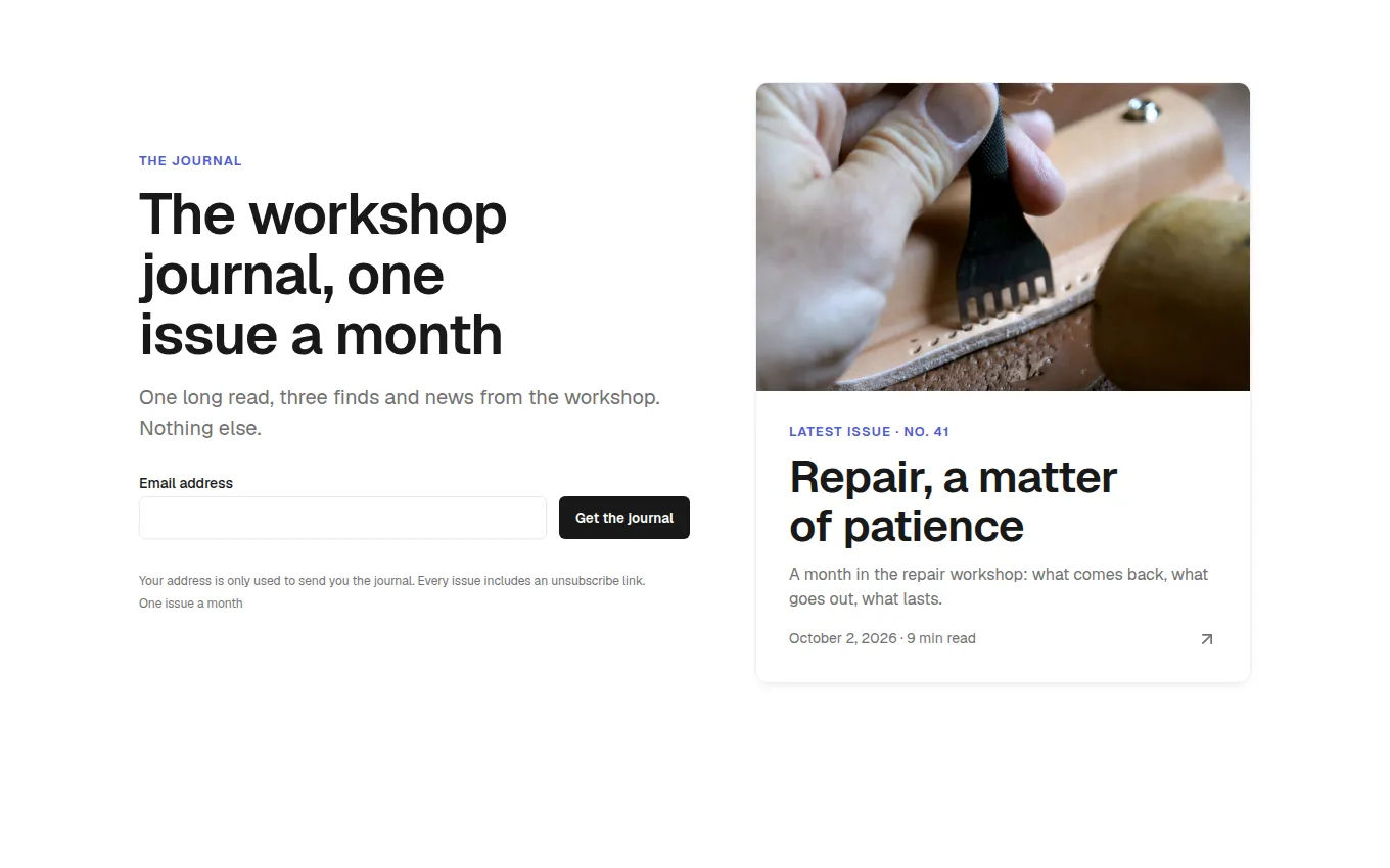 The LatestIssueSignup block