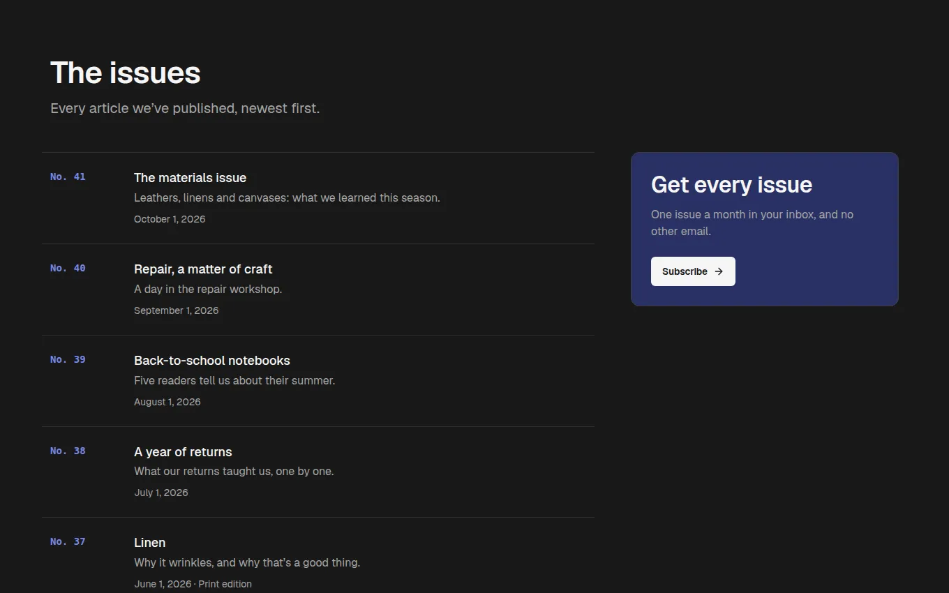 The PastIssues block