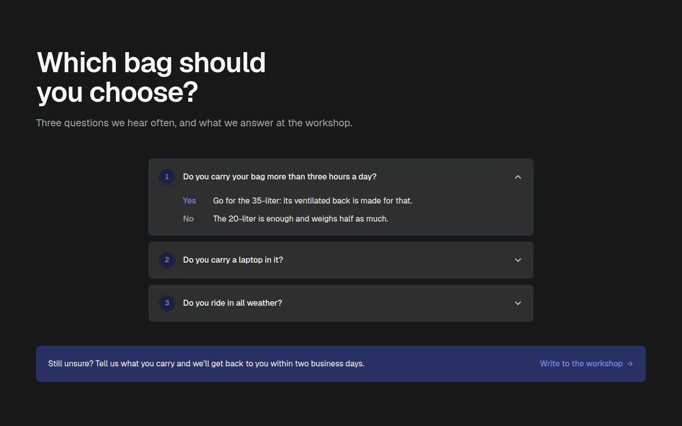 The AdviceQuestions block