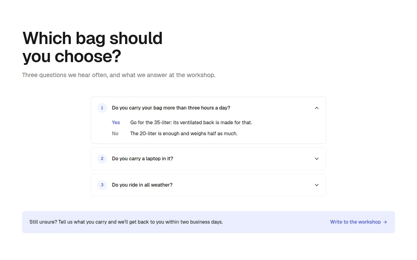 The AdviceQuestions block