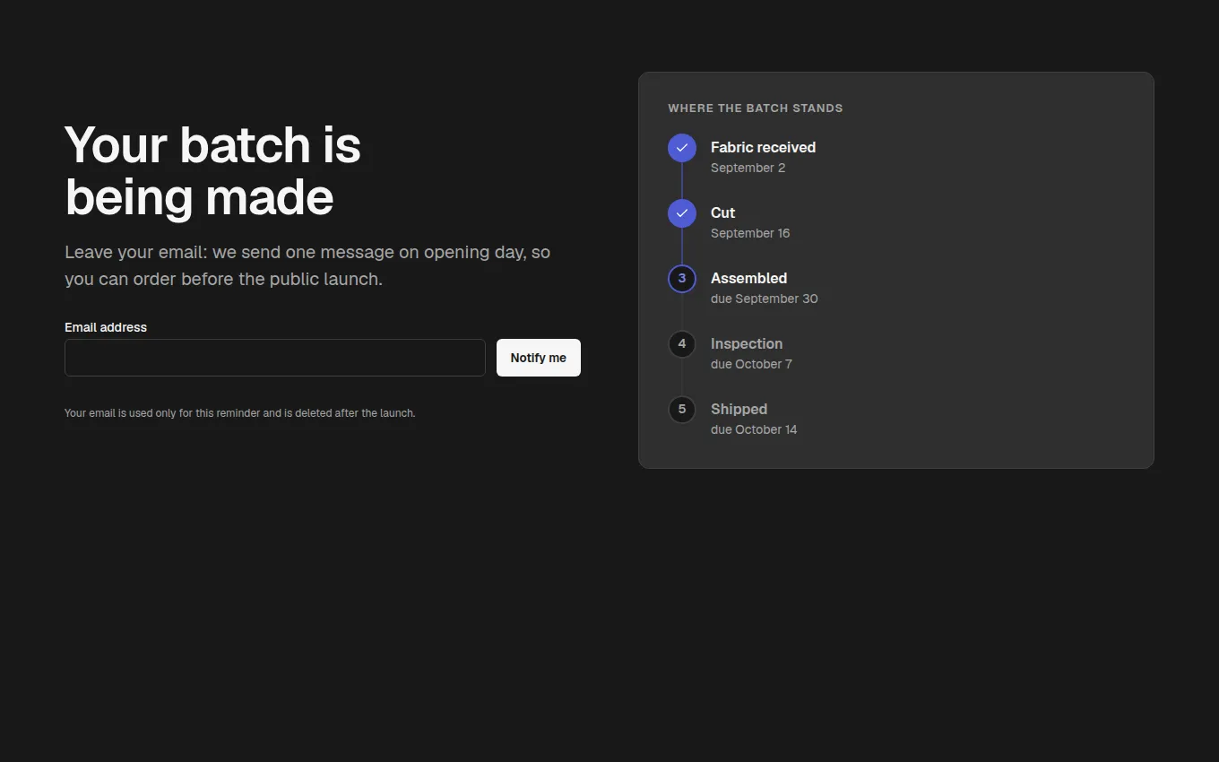 The ProductionSignup block