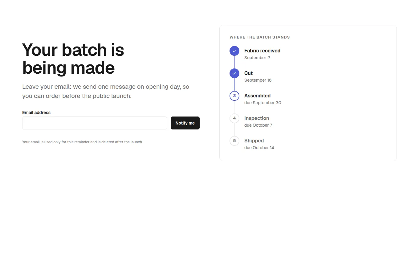 The ProductionSignup block