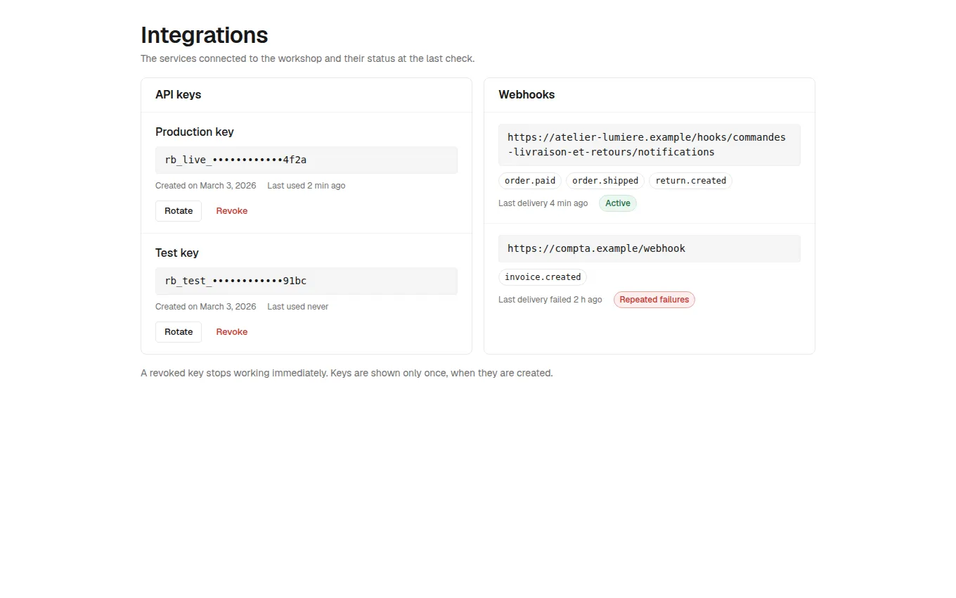 The IntegrationSettingsKeys block