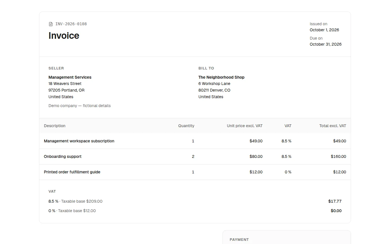 The Invoice block