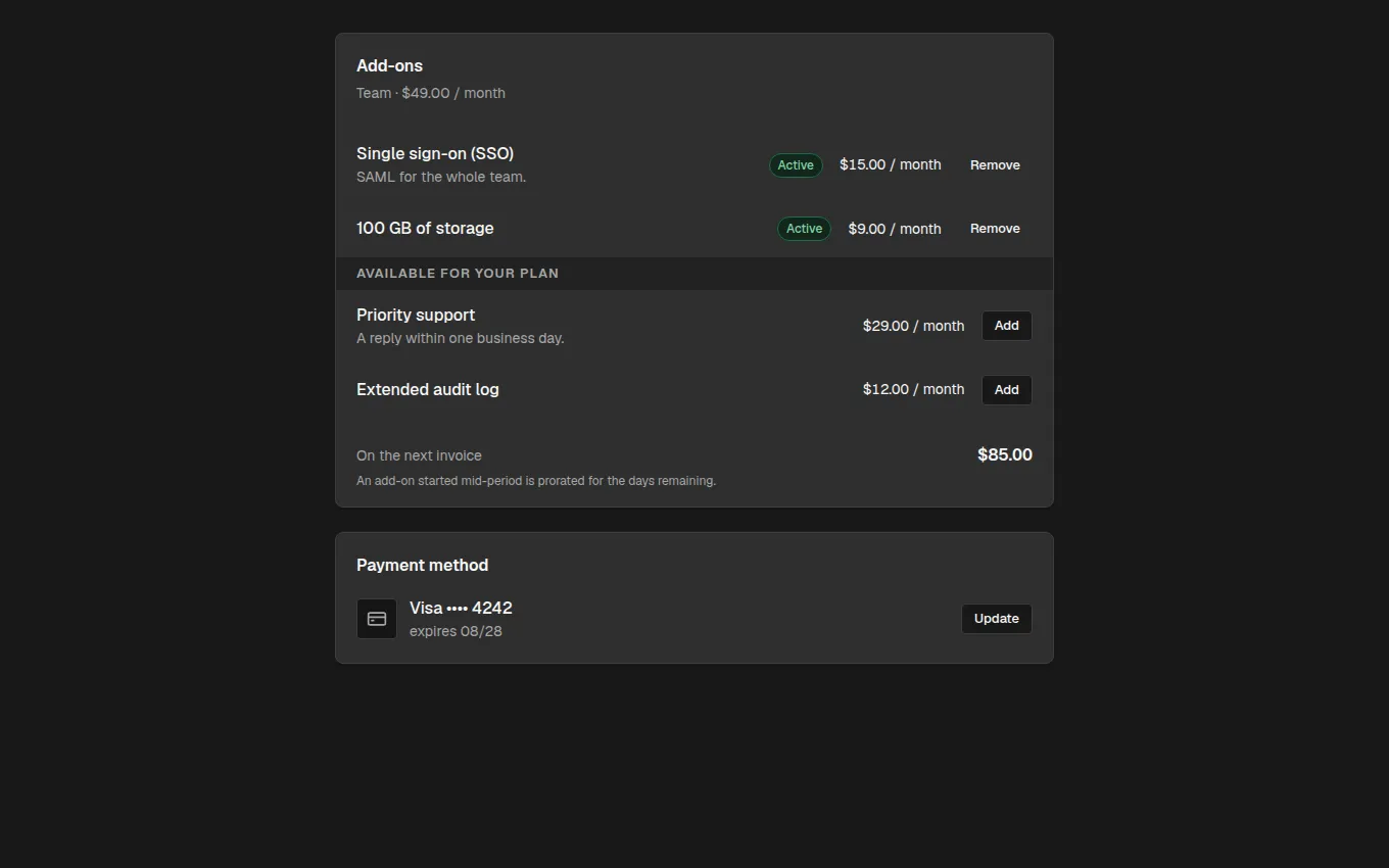 The PlanAddons block