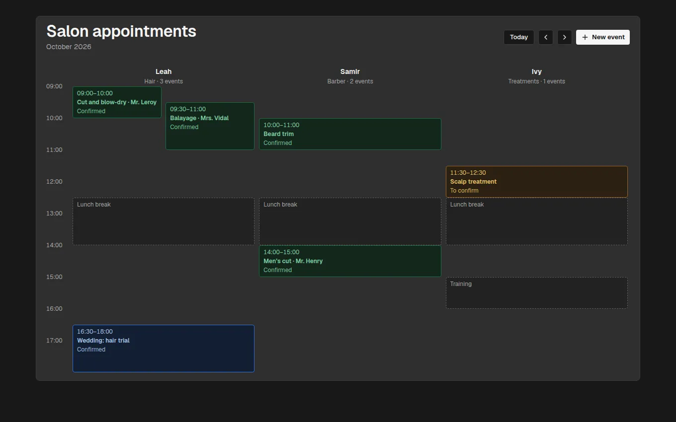 The TeamSchedule block