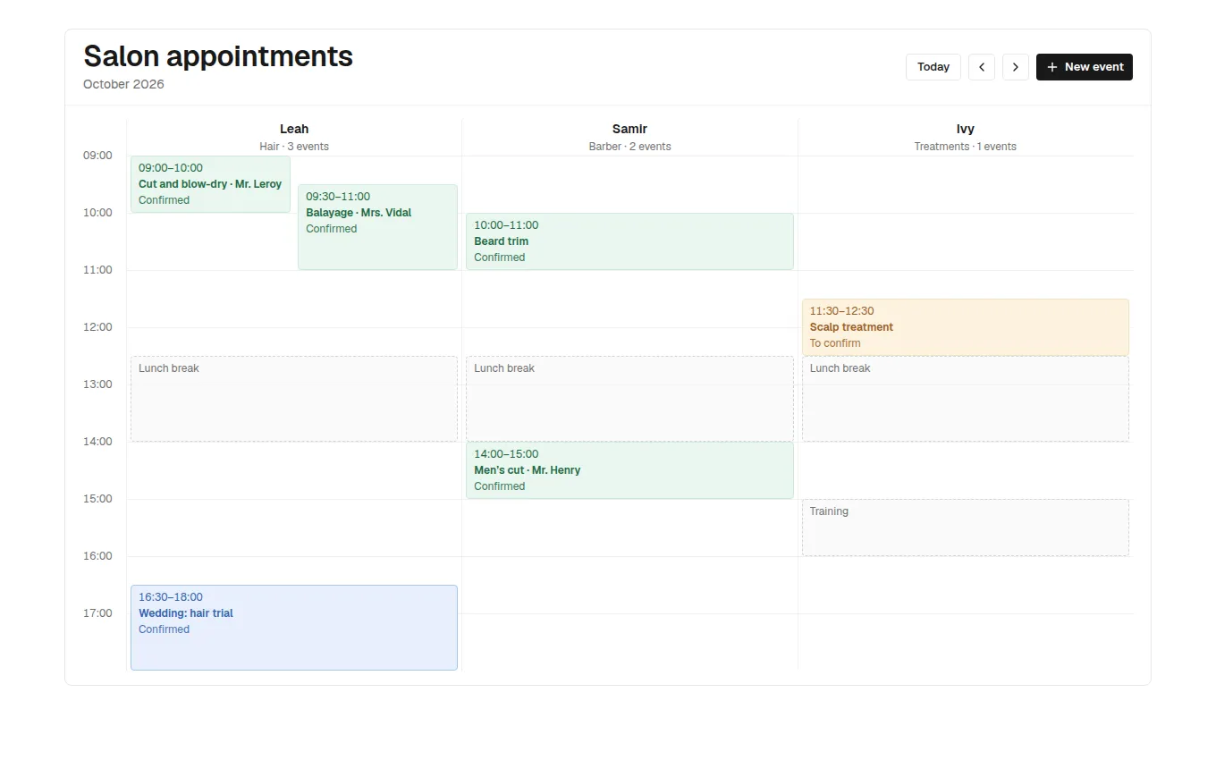 The TeamSchedule block