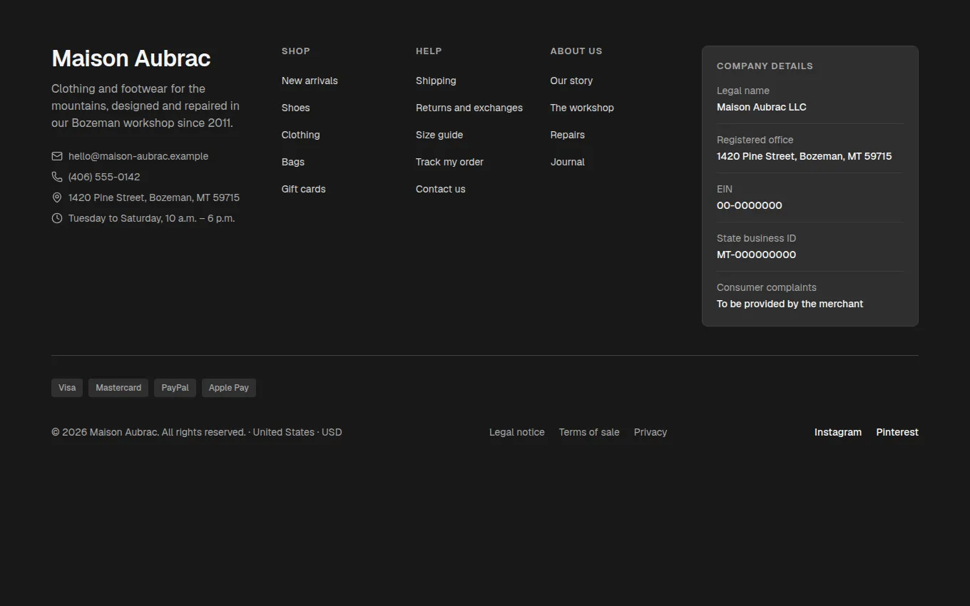The CompanyFooter block