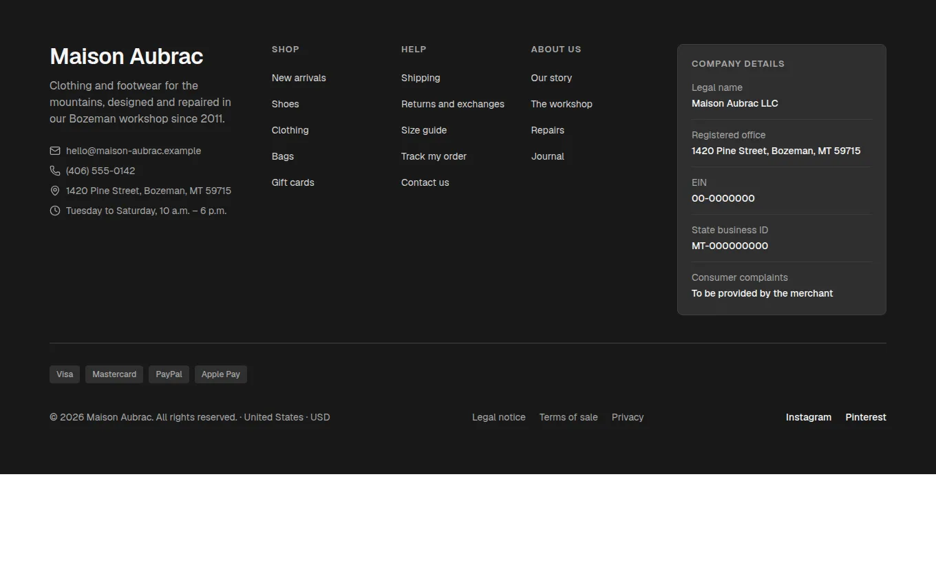 The CompanyFooter block