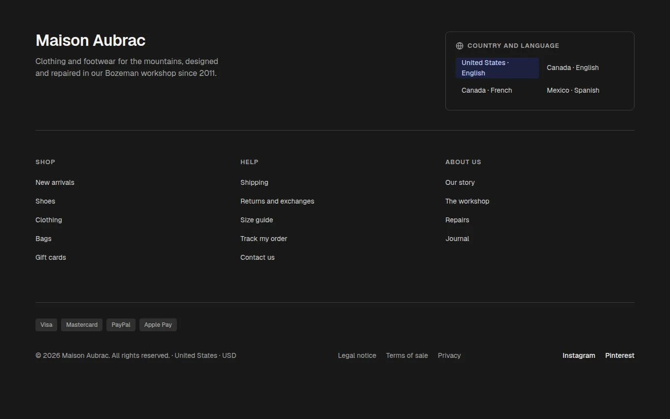 The MarketFooter block